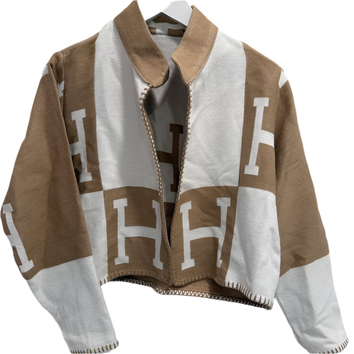 Cropped Jacket - Tan & White
